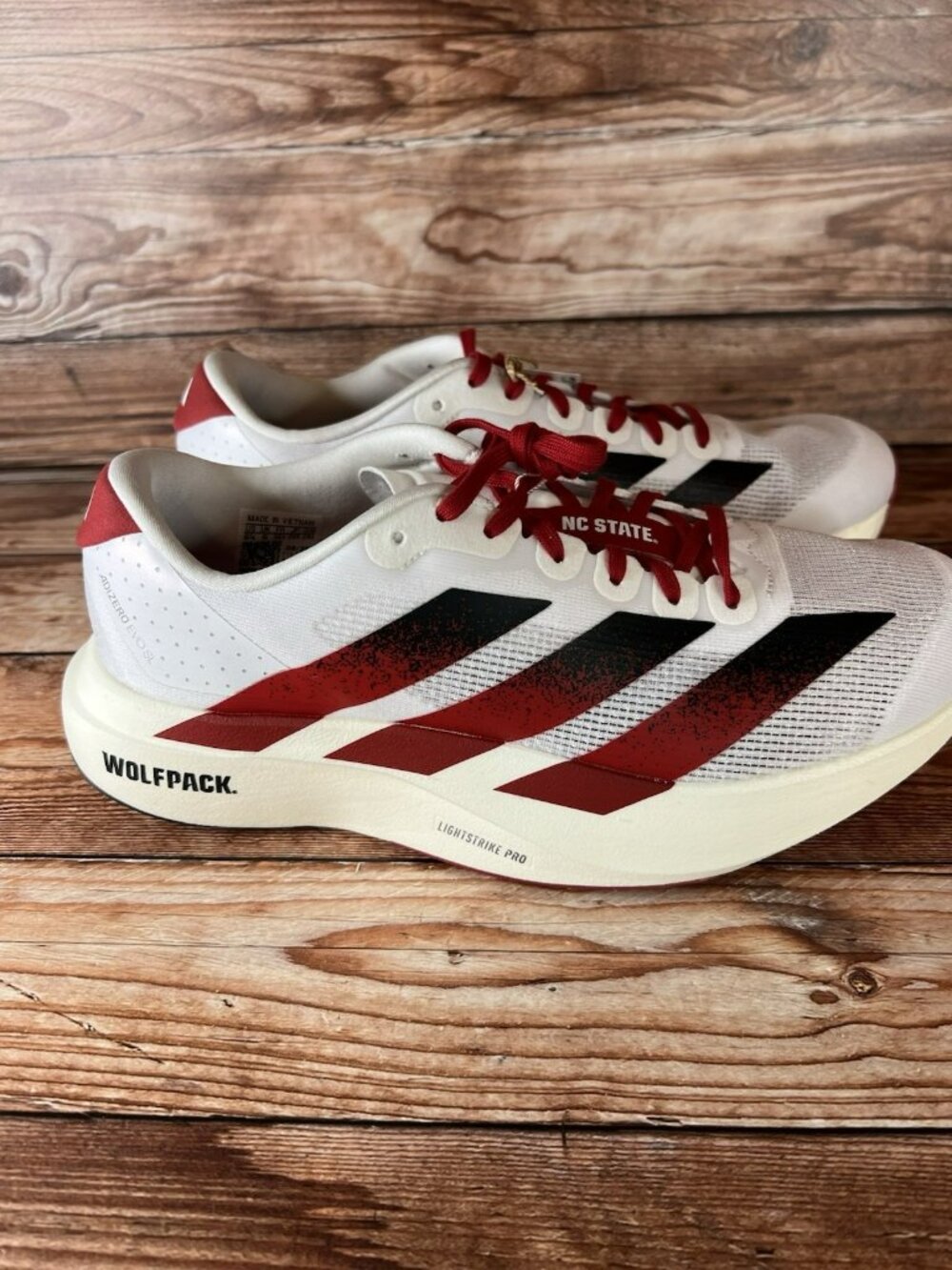Adidas Adizero Evo SL NC State White Red Running JQ4571 Mens Size 6.5 Womens 7.5